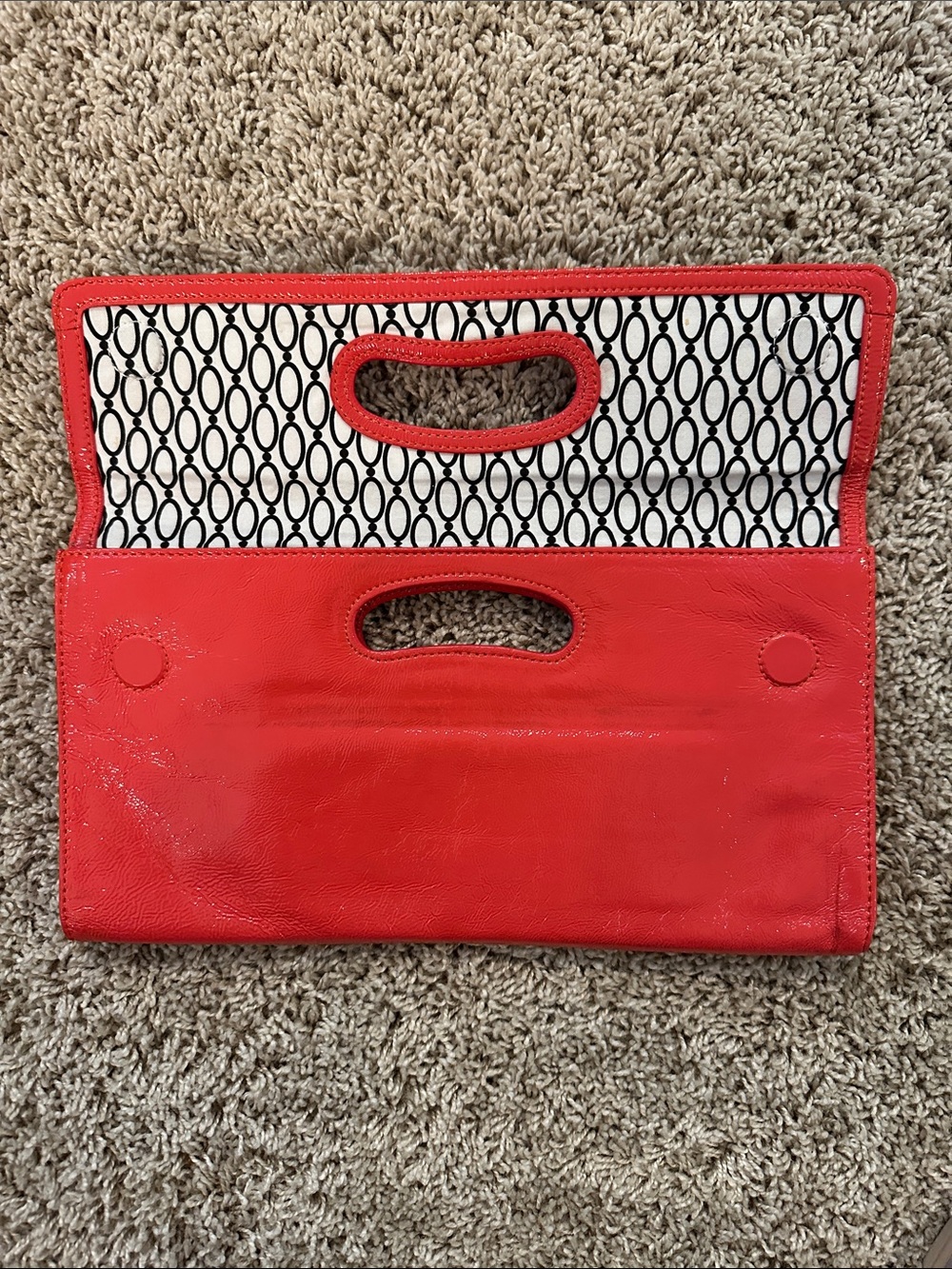 HOBO Red Patent Leather Cutout Handle Clutch - Picture 6 of 9